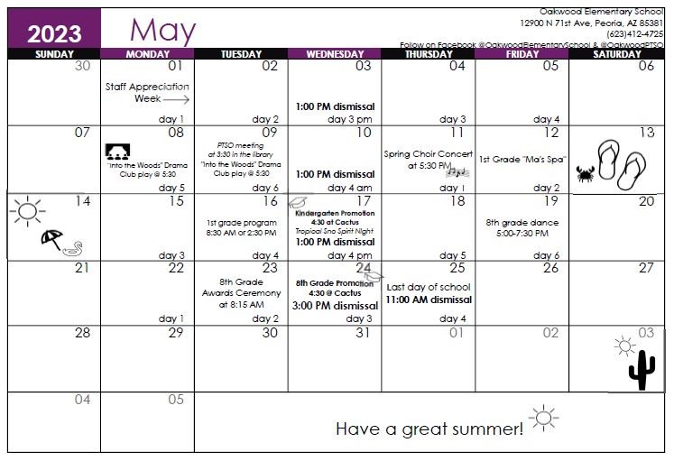  May Calendar